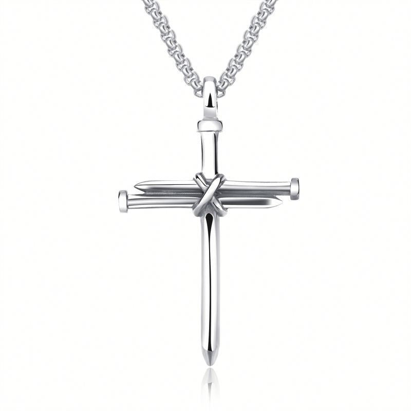 Men’s Steel Cross Pendant Necklace