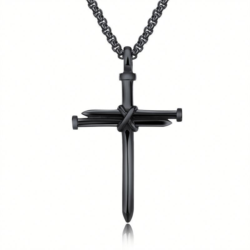 Men’s Steel Cross Pendant Necklace