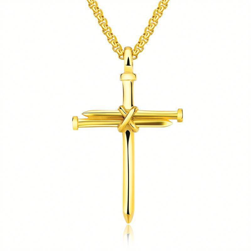 Men’s Steel Cross Pendant Necklace