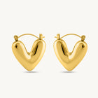 Golden Puff Heart Hoop Earrings