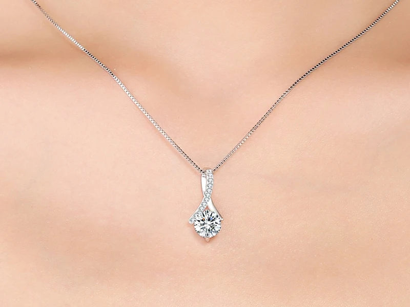925 Silver Flower Zircon Pendant Necklace