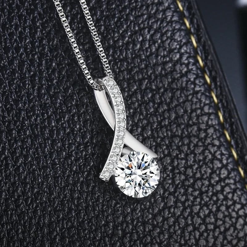 925 Silver Flower Zircon Pendant Necklace