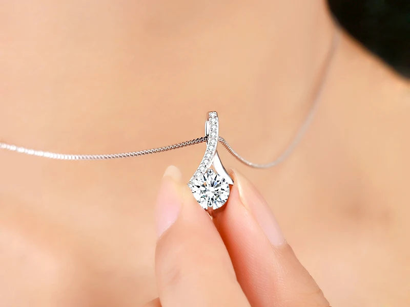 925 Silver Flower Zircon Pendant Necklace