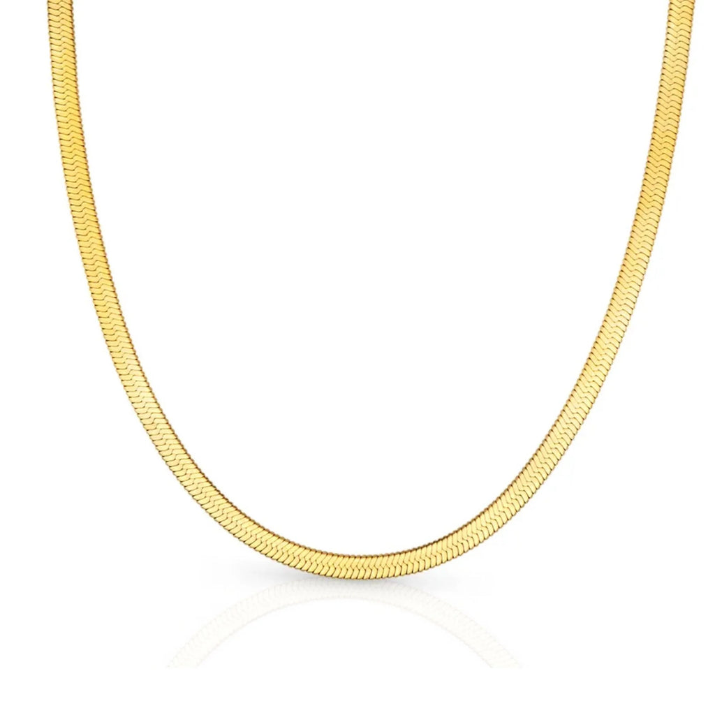 Herringbone Snake Chain Necklace - Flat Statement Choker Jewelry