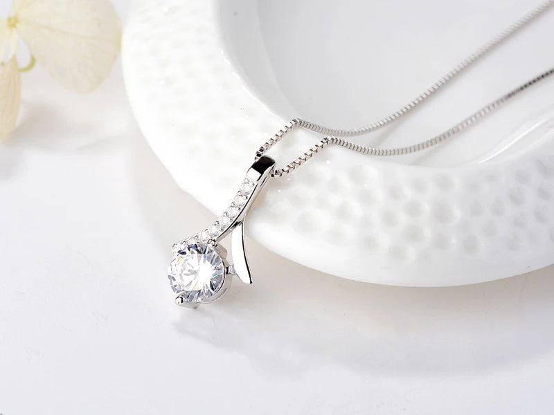 925 Silver Flower Zircon Pendant Necklace