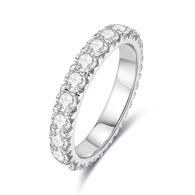 3 MM Round Cut Full Eternity Moissanite Band Ring