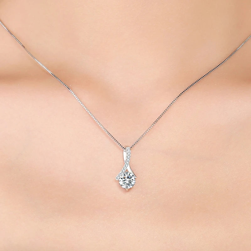 925 Silver Flower Zircon Pendant Necklace