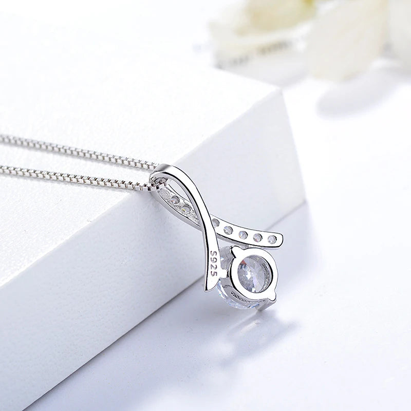925 Silver Flower Zircon Pendant Necklace