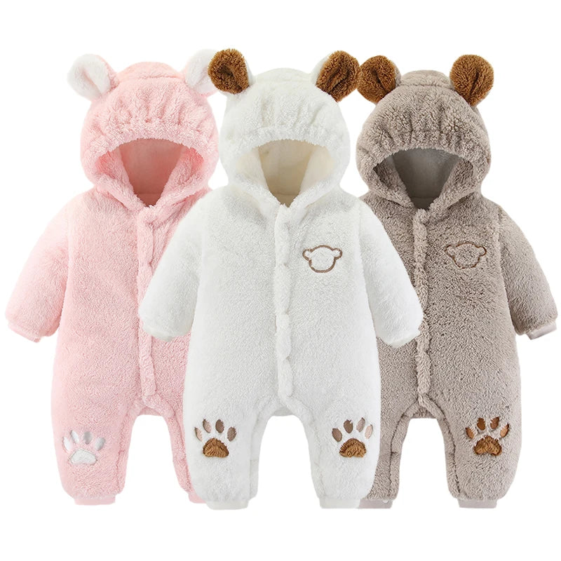 Winter Hooded Baby Romper with Cute Ears