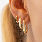Minimalist huggie square hoop earrings, modern geometric everyday jewelry