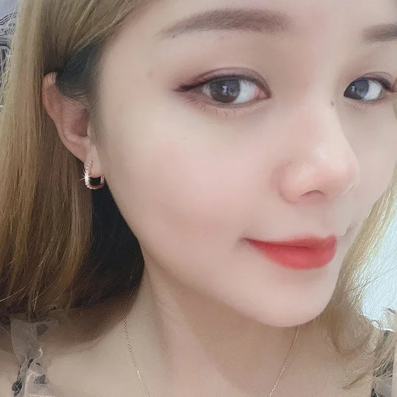 925 Sterling Silver Crystal Fashion Hoop Earrings