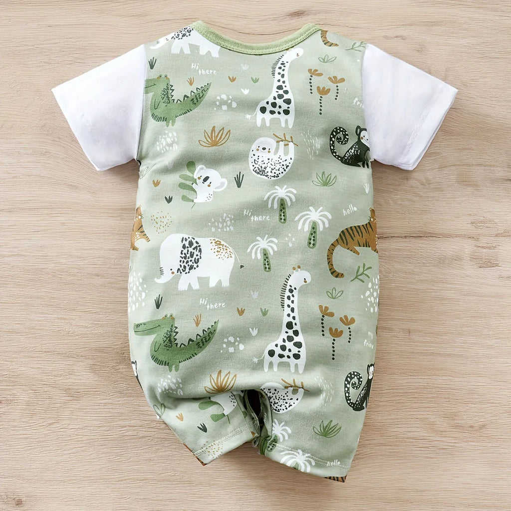 Cute Zoo Animal Print Infant Romper for Everyday Comfort