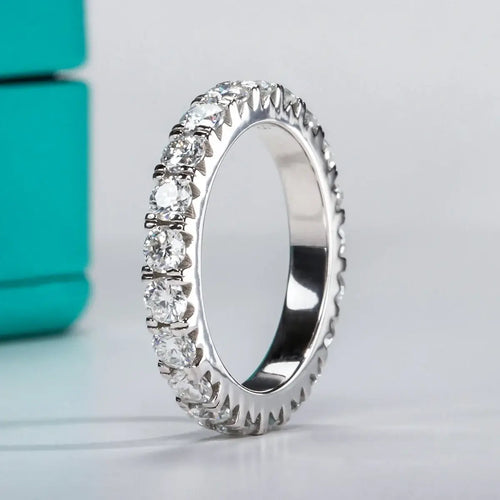 3 MM Round Cut Full Eternity Moissanite Band Ring