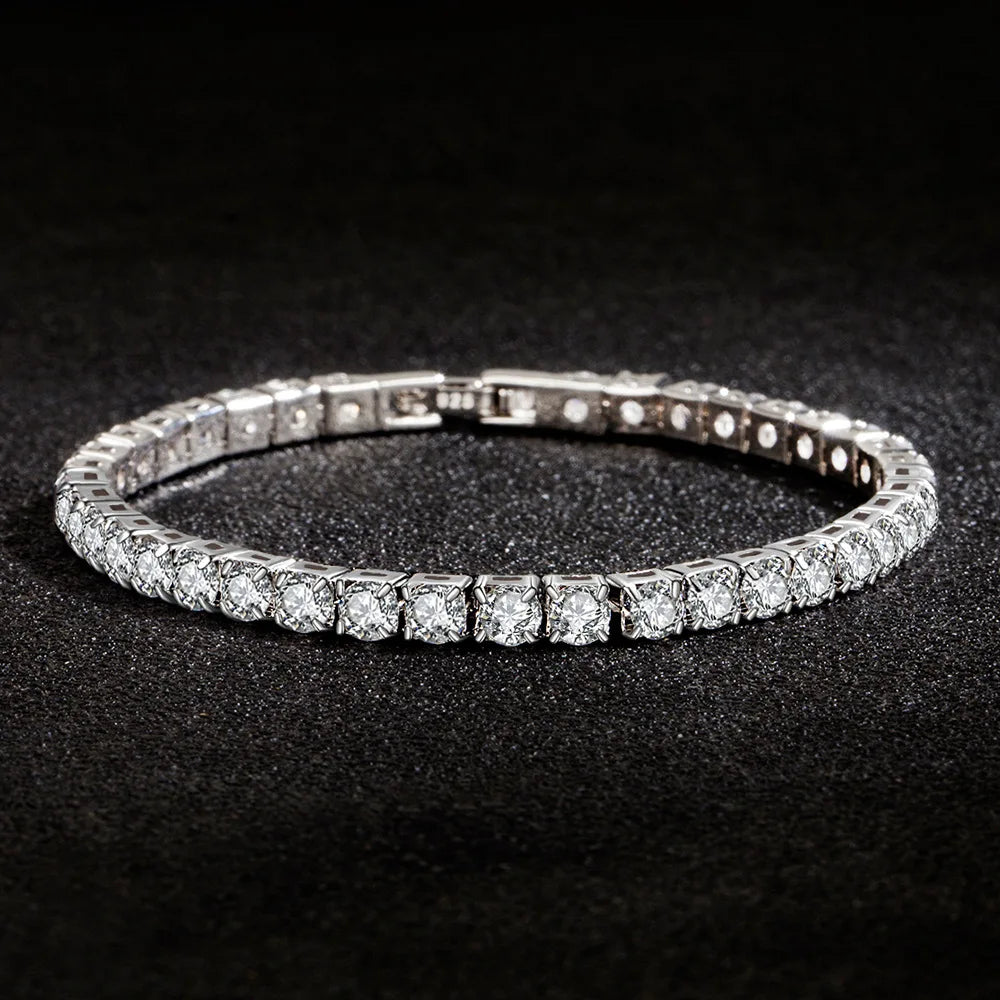 S925 sterling silver zirconia tennis bracelet, elegant sparkling jewelry