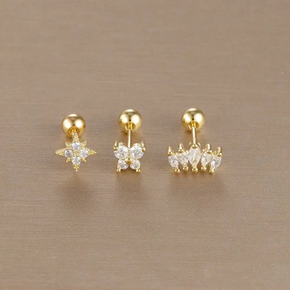 3PCS Crown Stud Earring Set for Women