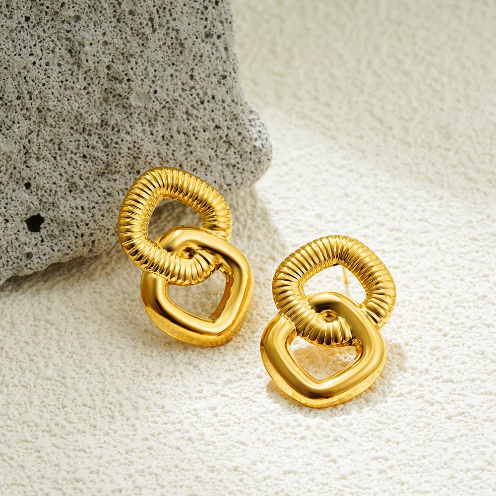 Three-Layer Textured Knot Earrings for Women