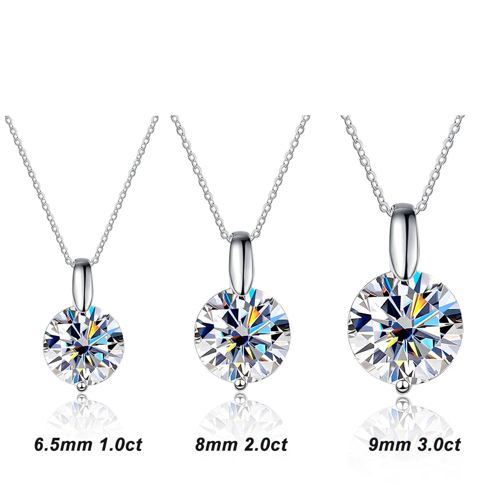  VVS1 D Round Cut Moissanite Pendant Necklace for Women