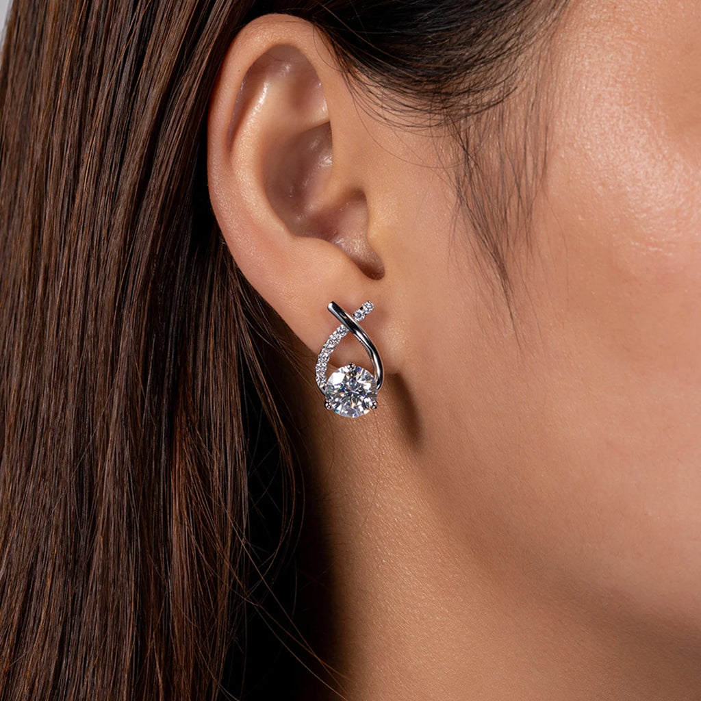 4 CTTW D Color Moissanite Stud Earrings
