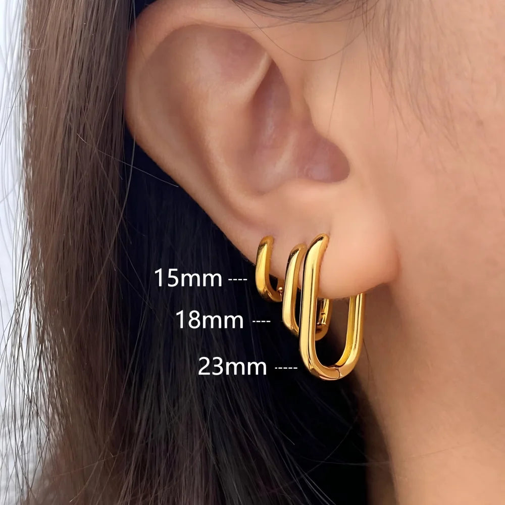 Minimalist huggie square hoop earrings, modern geometric everyday jewelry