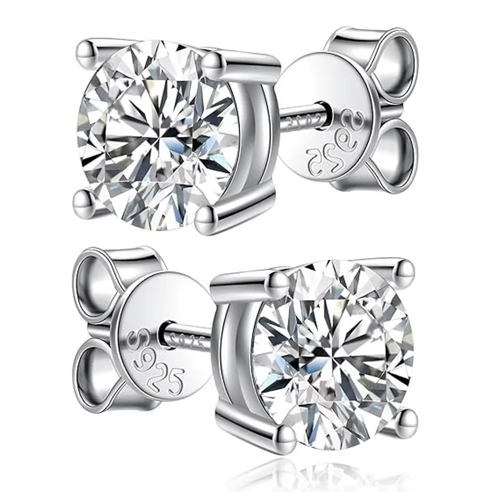925 Sterling Silver 2.0ct Moissanite Stud Earrings for Women