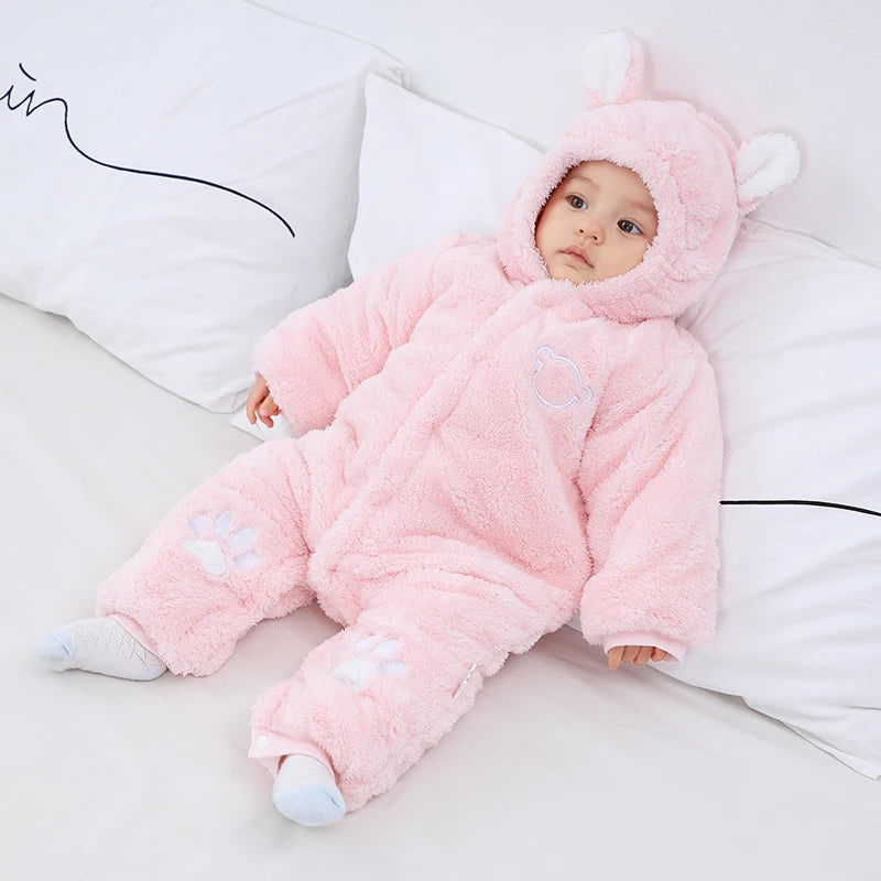 Winter Hooded Baby Romper with Cute Ears