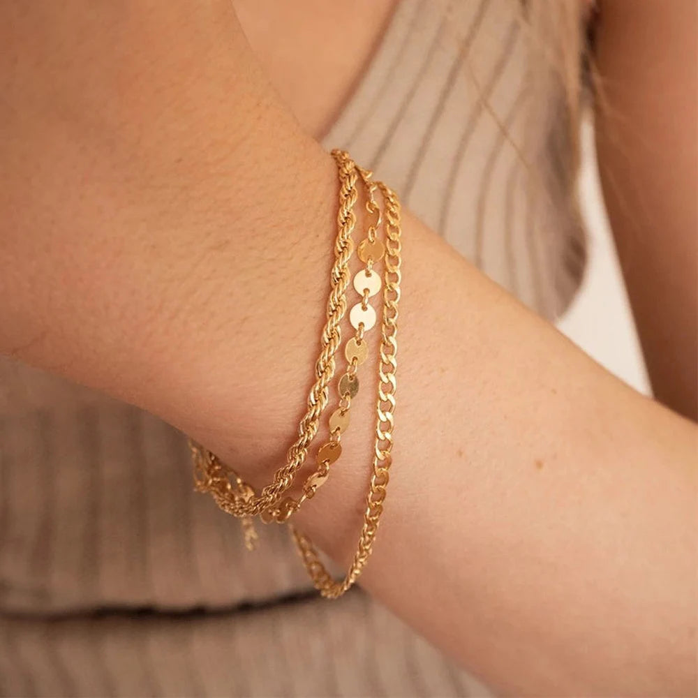 Chain bangle bracelet, minimalist modern link jewelry for everyday wear