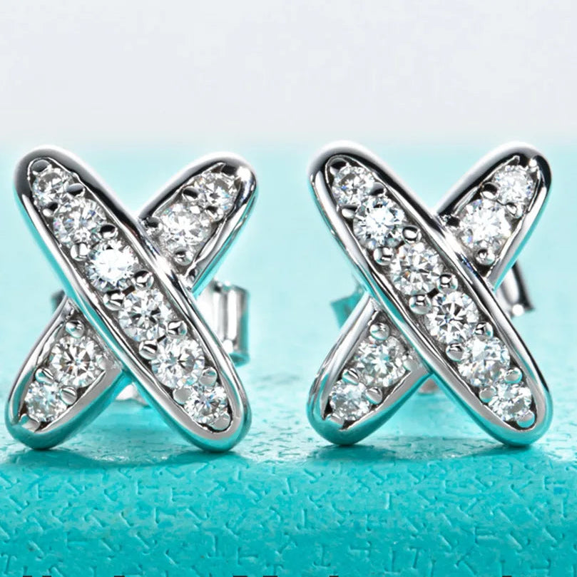 VVS1 D Color Moissanite Cross Stud Earrings