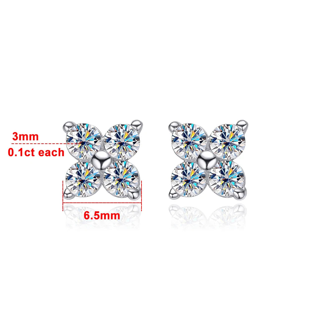 VVS1 D Round Moissanite Stud Earrings for Women
