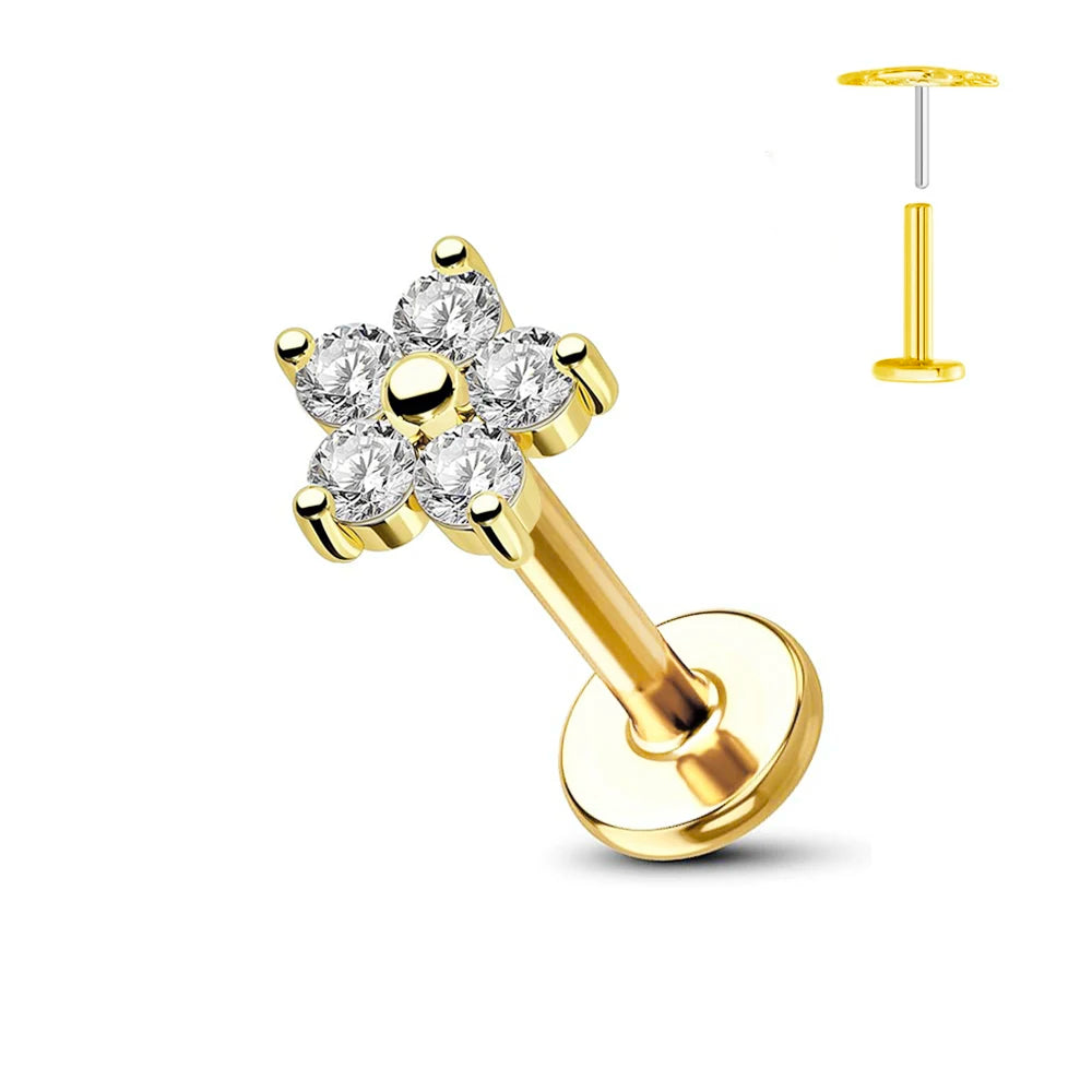 Titanium Flower Stud Piercing Earring for Sensitive Skin