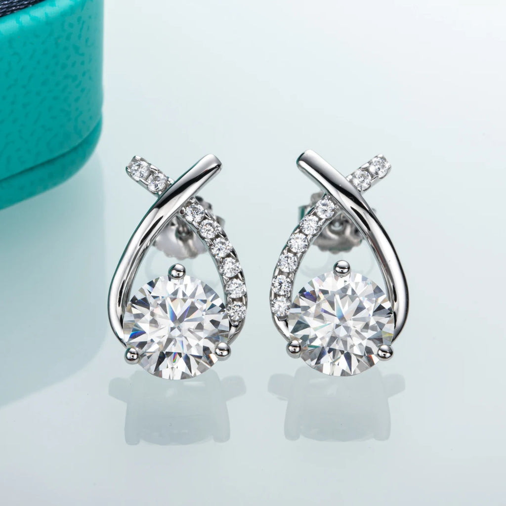 4 CTTW D Color Moissanite Stud Earrings