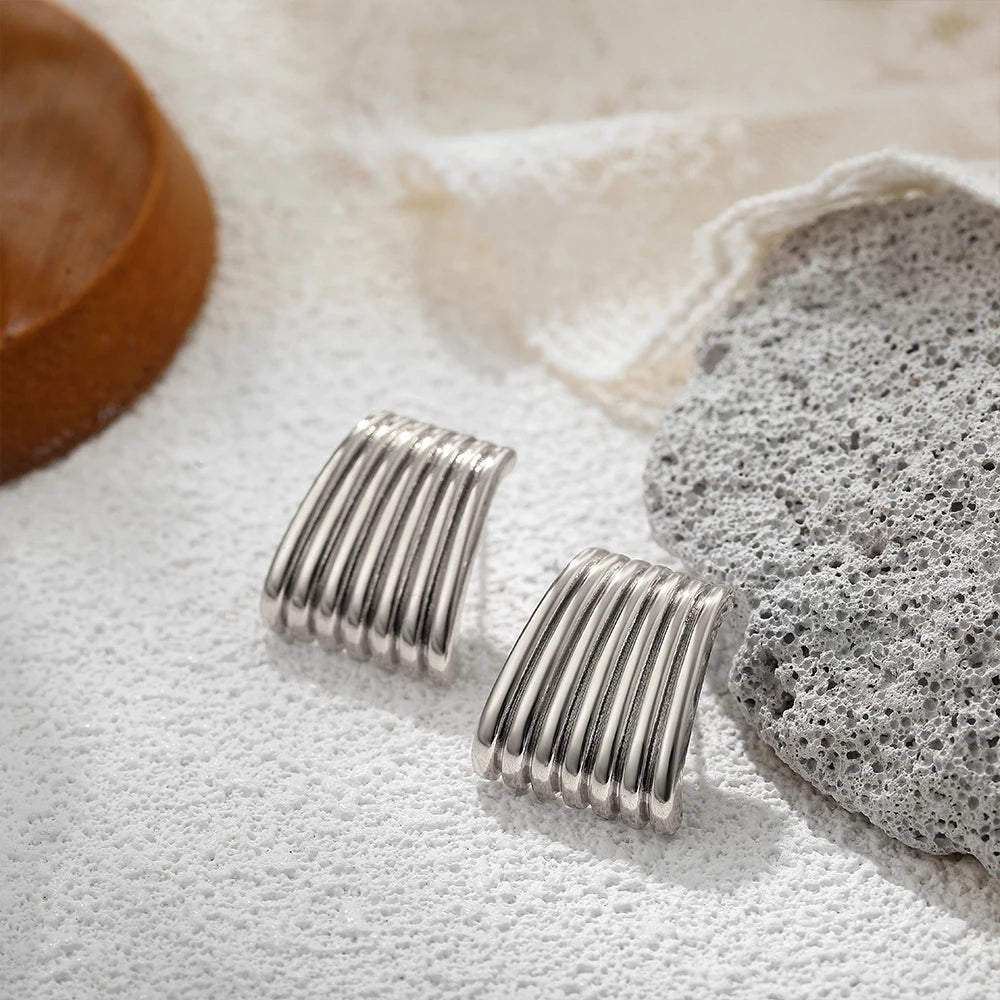 Three-Layer Textured Knot Earrings for Women