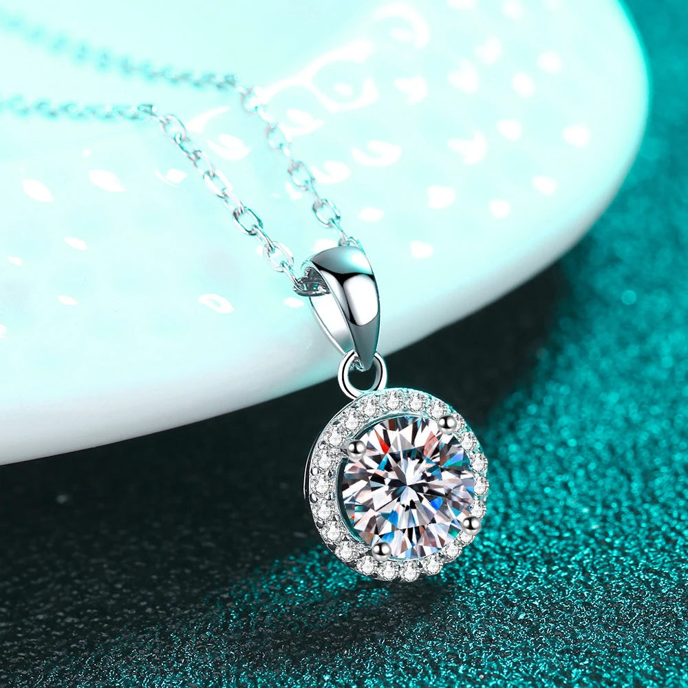 1CT Moissanite Diamond Pendant Necklace for Women