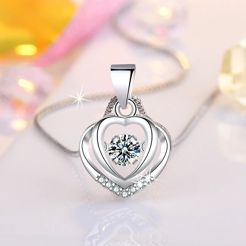 925 Sterling Silver Heart Pendant Necklace for Women