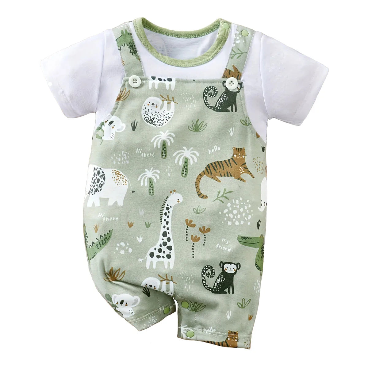 Cute Zoo Animal Print Infant Romper for Everyday Comfort