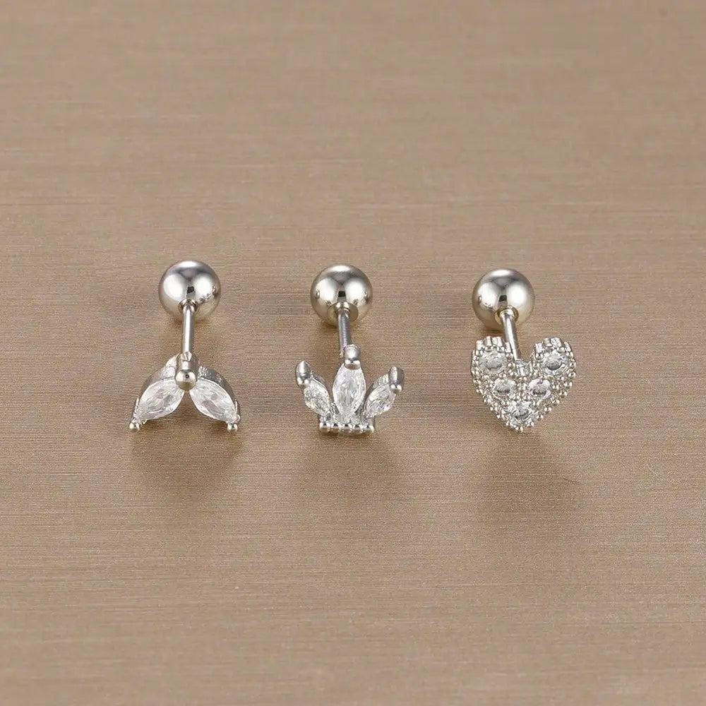 3PCS Crown Stud Earring Set for Women