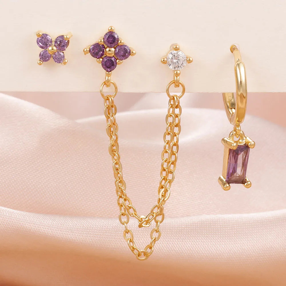 Zodiac Birthstone Earrings Set for Everyday Celestial Style