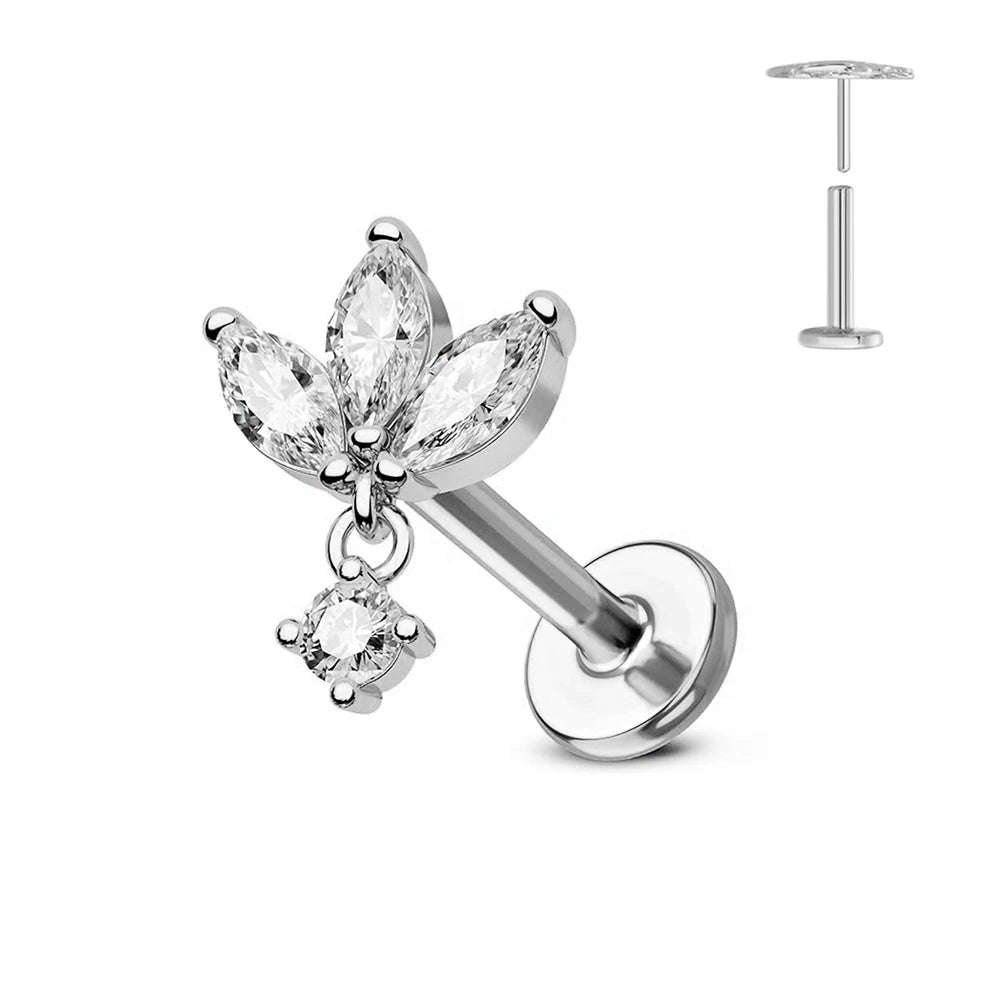 Titanium Flower Stud Piercing Earring for Sensitive Skin