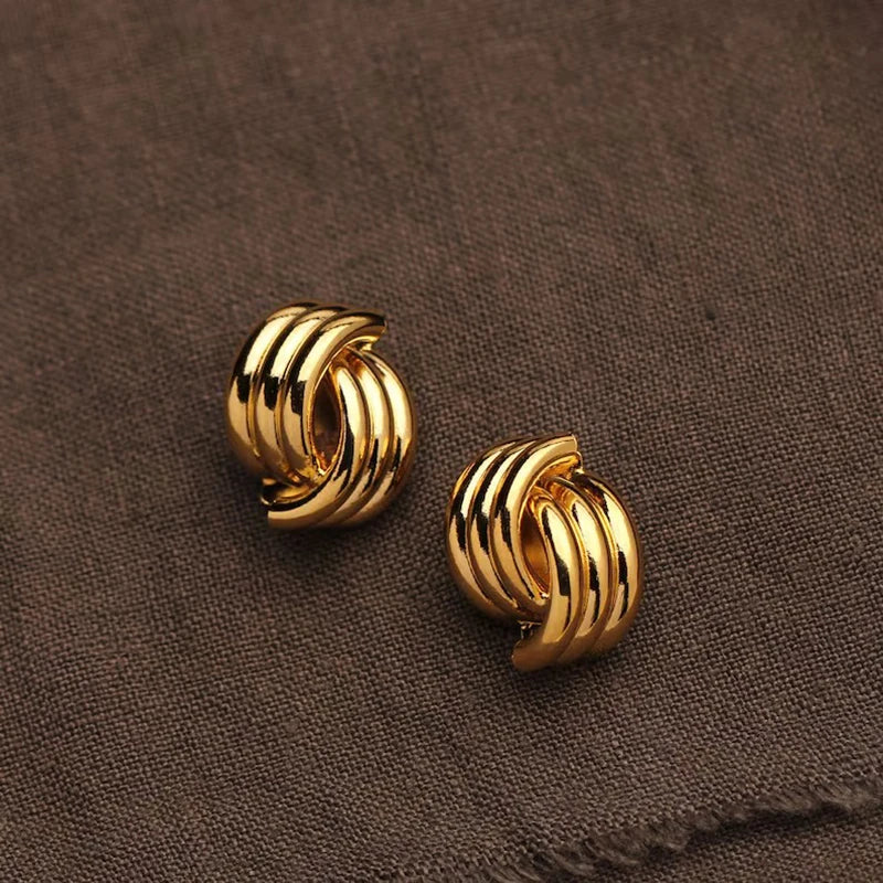 Three-Layer Textured Knot Earrings for Women