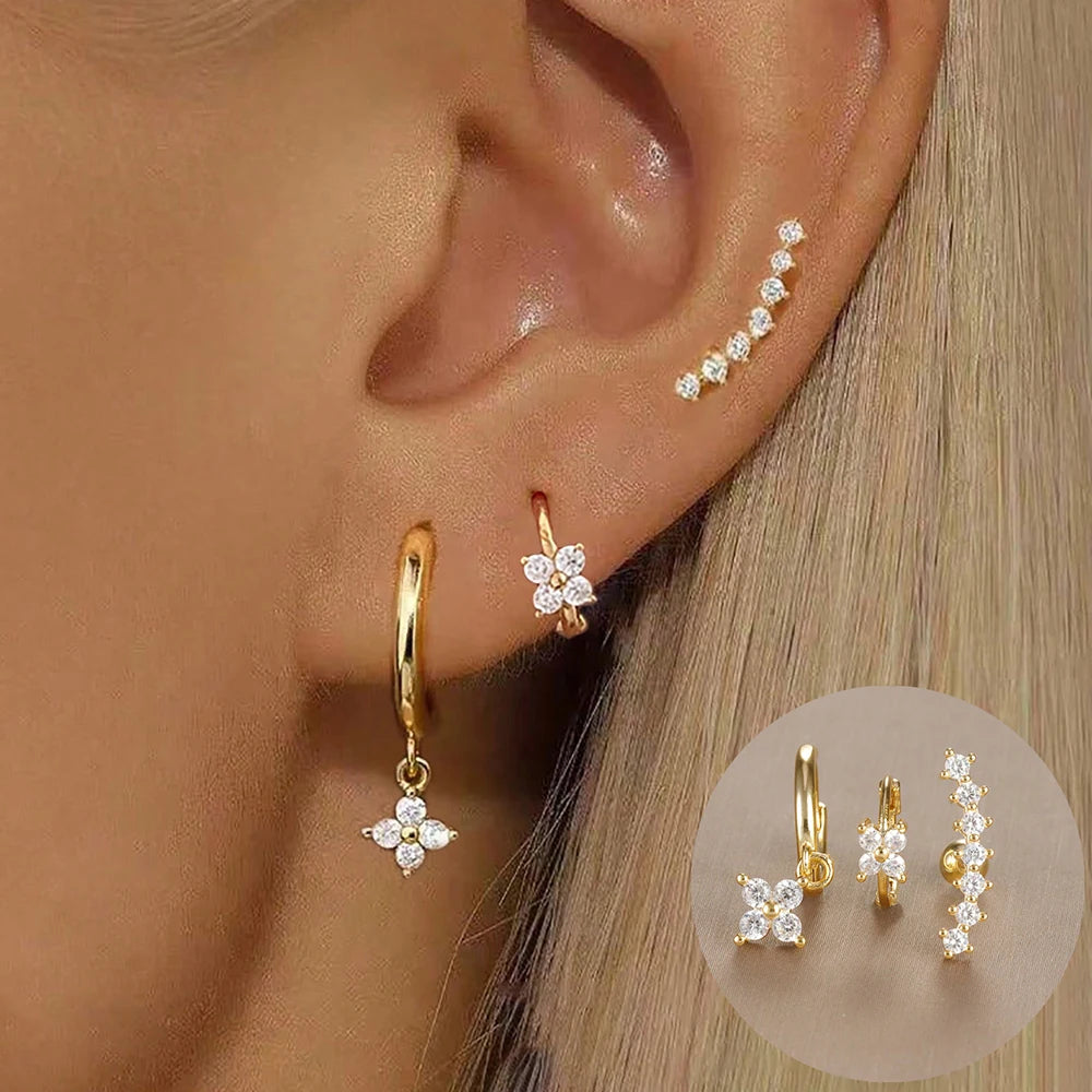 3PCS Crown Stud Earring Set for Women