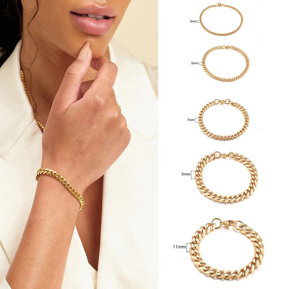 Chain bangle bracelet, minimalist modern link jewelry for everyday wear