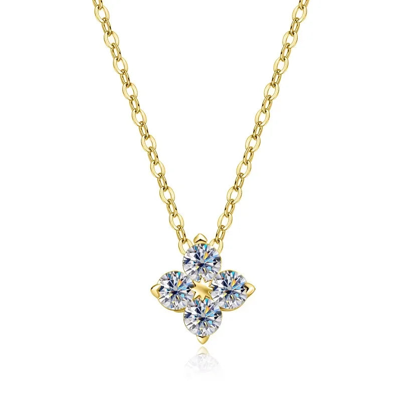 VVS1 D Flower Moissanite Pendant Necklace for Women