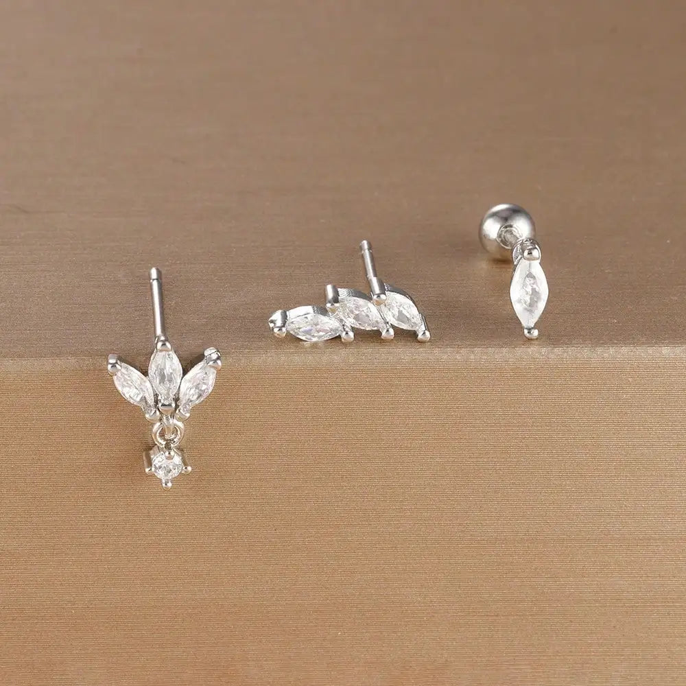 3PCS Crown Stud Earring Set for Women