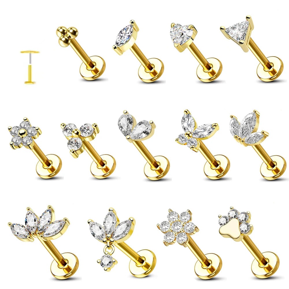 Titanium Flower Stud Piercing Earring for Sensitive Skin