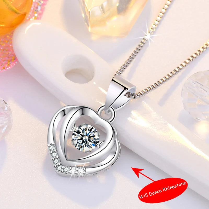 925 Sterling Silver Heart Pendant Necklace for Women