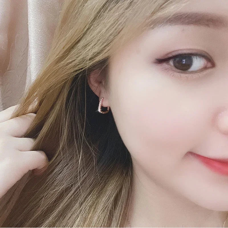 925 Sterling Silver Crystal Fashion Hoop Earrings