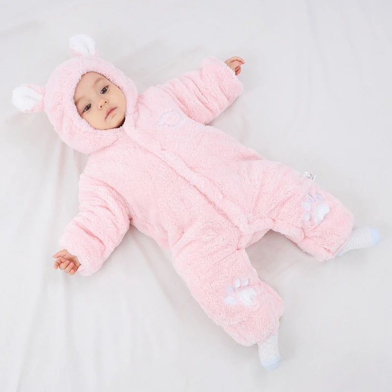 Winter Hooded Baby Romper with Cute Ears