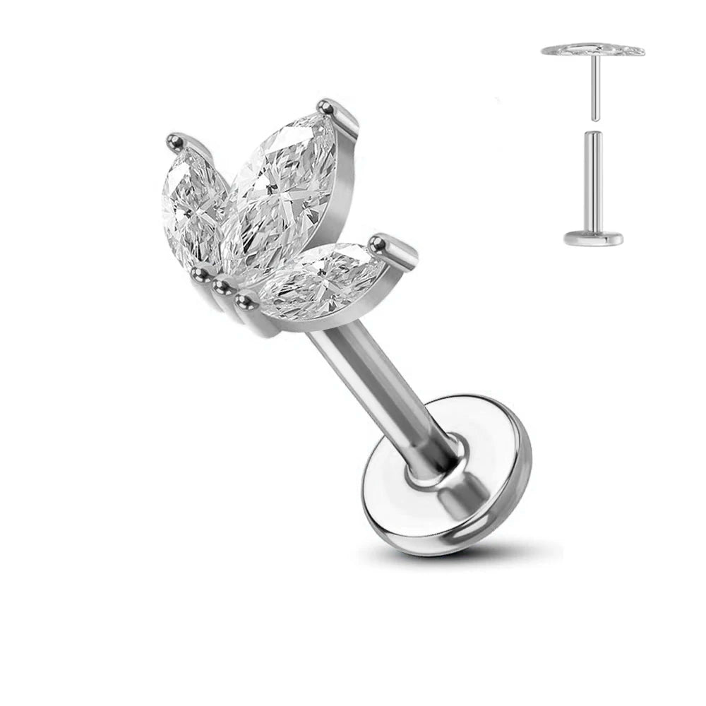 Titanium Flower Stud Piercing Earring for Sensitive Skin