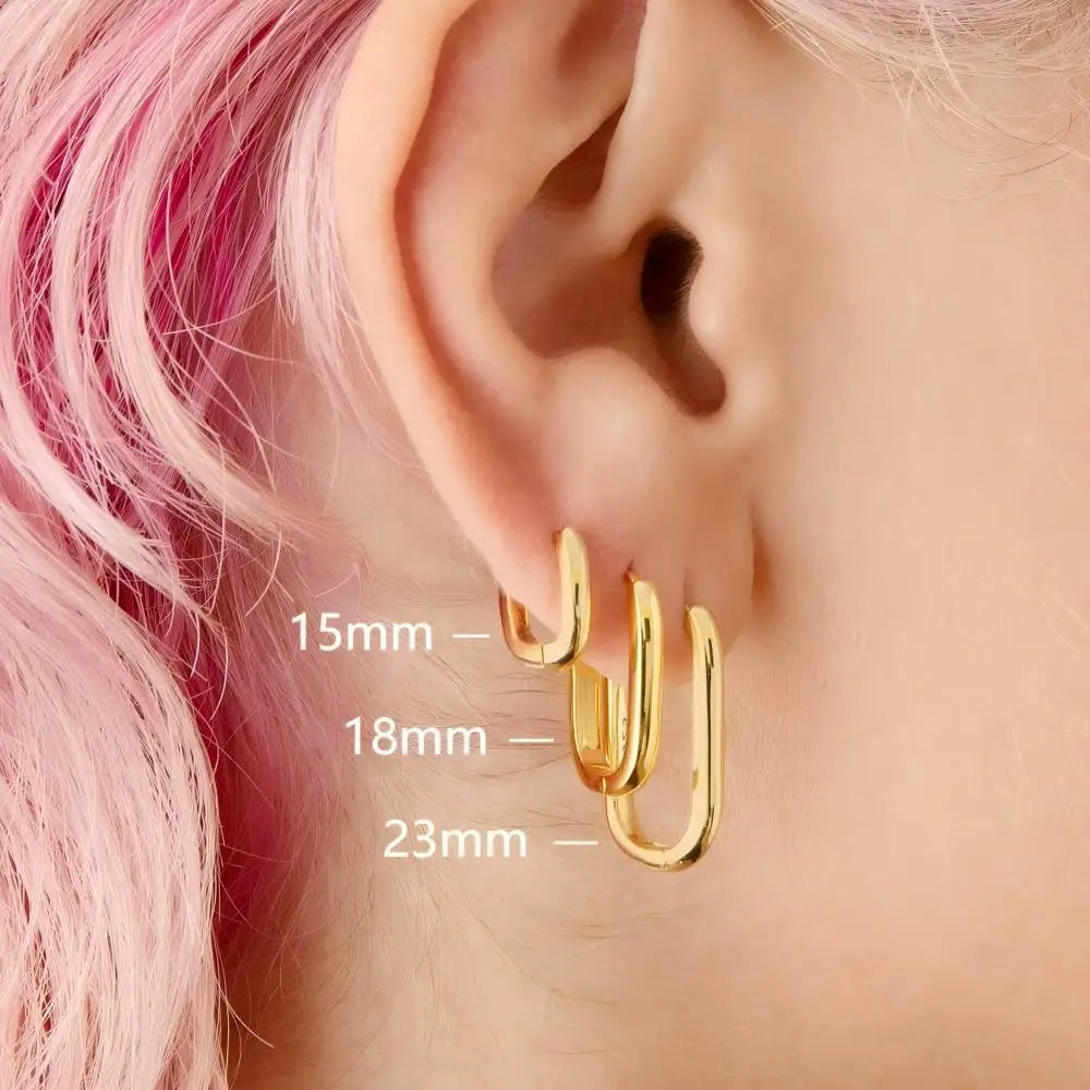 Minimalist huggie square hoop earrings, modern geometric everyday jewelry