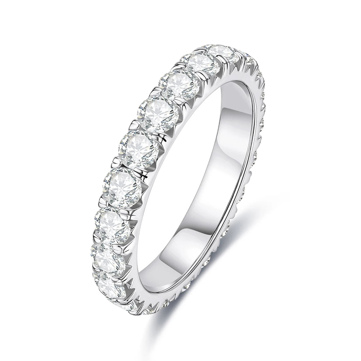 3 MM Round Cut Full Eternity Moissanite Band Ring