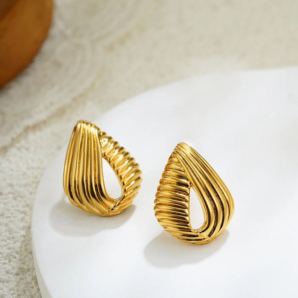 Three-Layer Textured Knot Earrings for Women